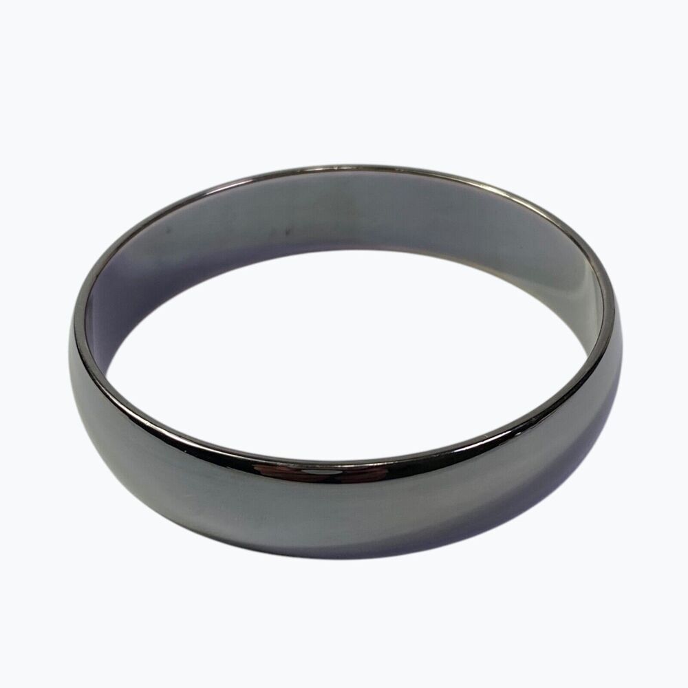 Monet Bangle Bracelet Gunmetal Shiny Metal Jewelry Dark Gray Punk Modern Glossy